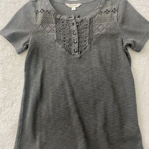 Lucky Brand Charcoal Lace Accent Tee